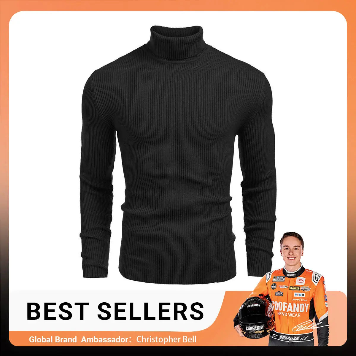 Coofandy Men's Slim Fit Knitted Ribbed Turtleneck Sweater - Acrylic Winter Pullover