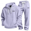 Textured Quarter-Zip Hooded Tracksuit Set