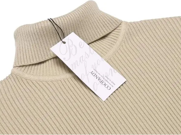 Coofandy Men's Slim Fit Knitted Ribbed Turtleneck Sweater - Acrylic Winter Pullover