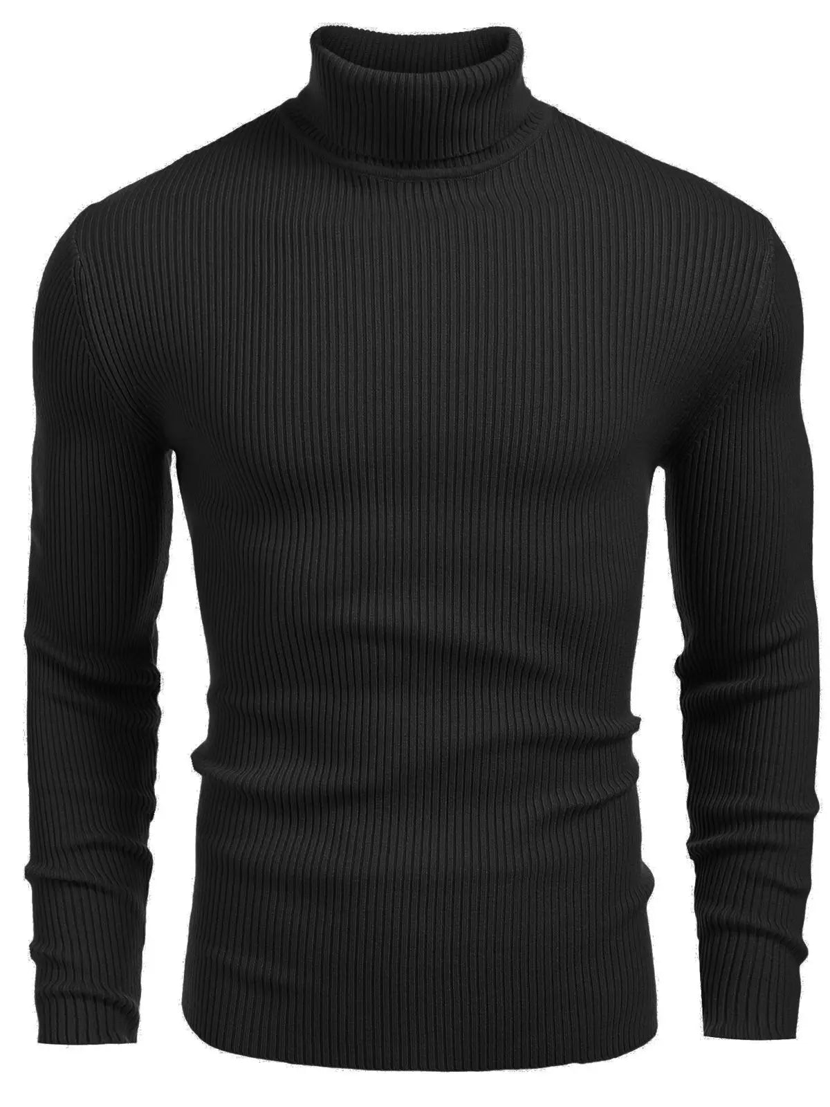 Coofandy Men's Slim Fit Knitted Ribbed Turtleneck Sweater - Acrylic Winter Pullover