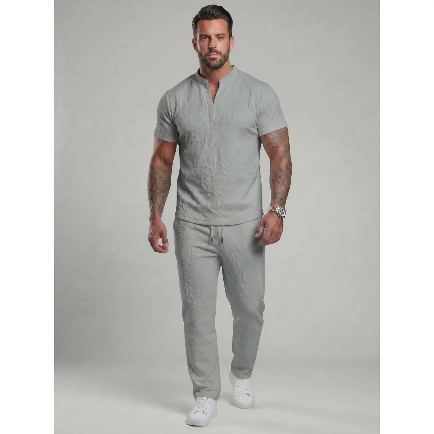 Men's Textured Tee & Pants 2-Piece Set