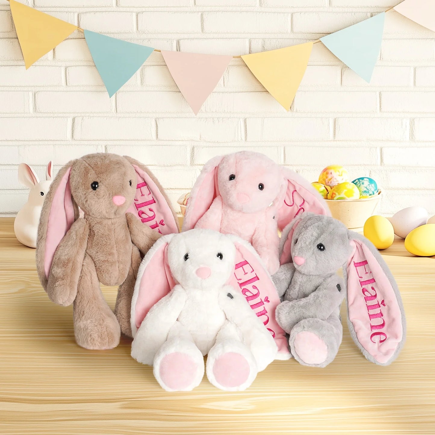 Custom Name Embroidered Plush Bunny: Ideal Easter, Birthday Gift for Little Ones