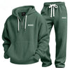 Textured Quarter-Zip Hooded Tracksuit Set