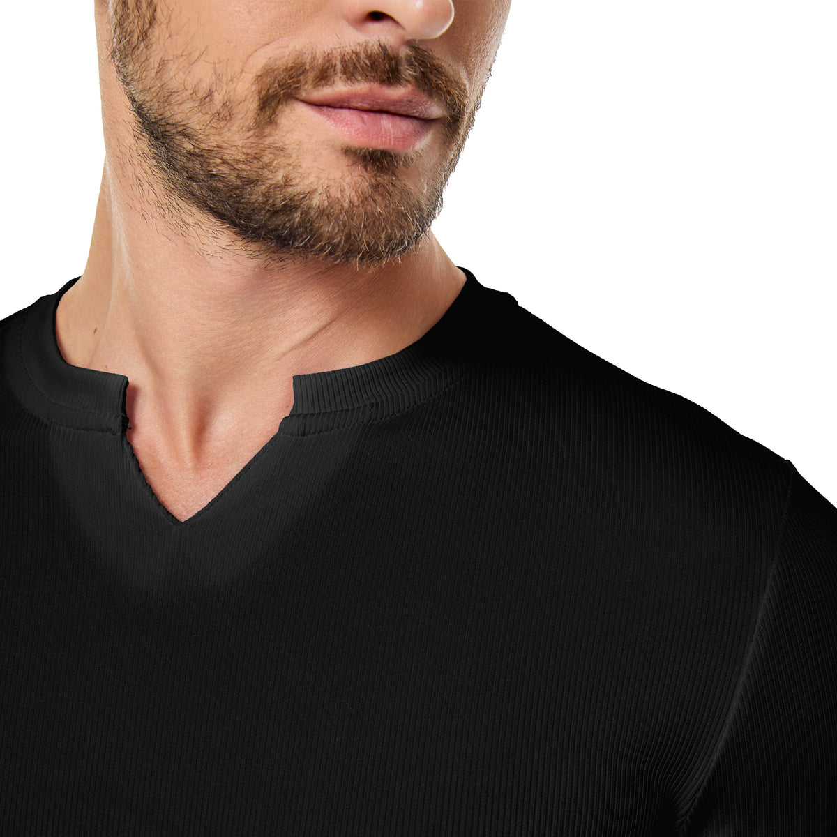 Men's Slim V-Neck Muscle Long Sleeve Tee