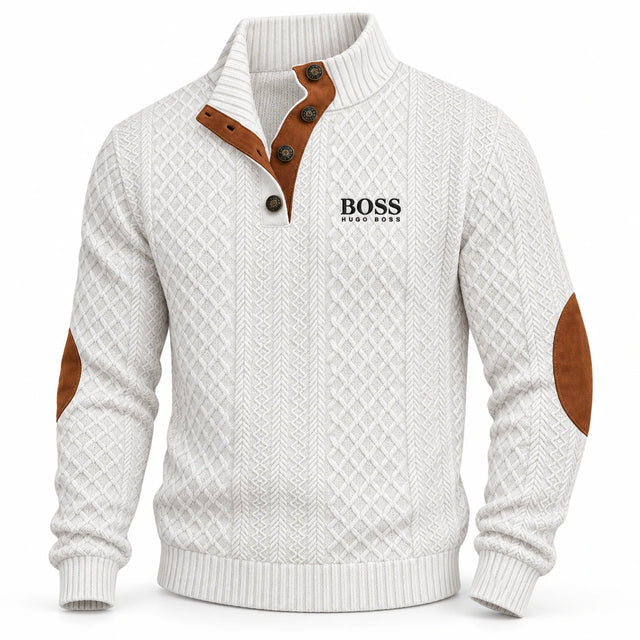 Textured Button-Neck Sweater