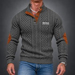 Textured Button-Neck Sweater