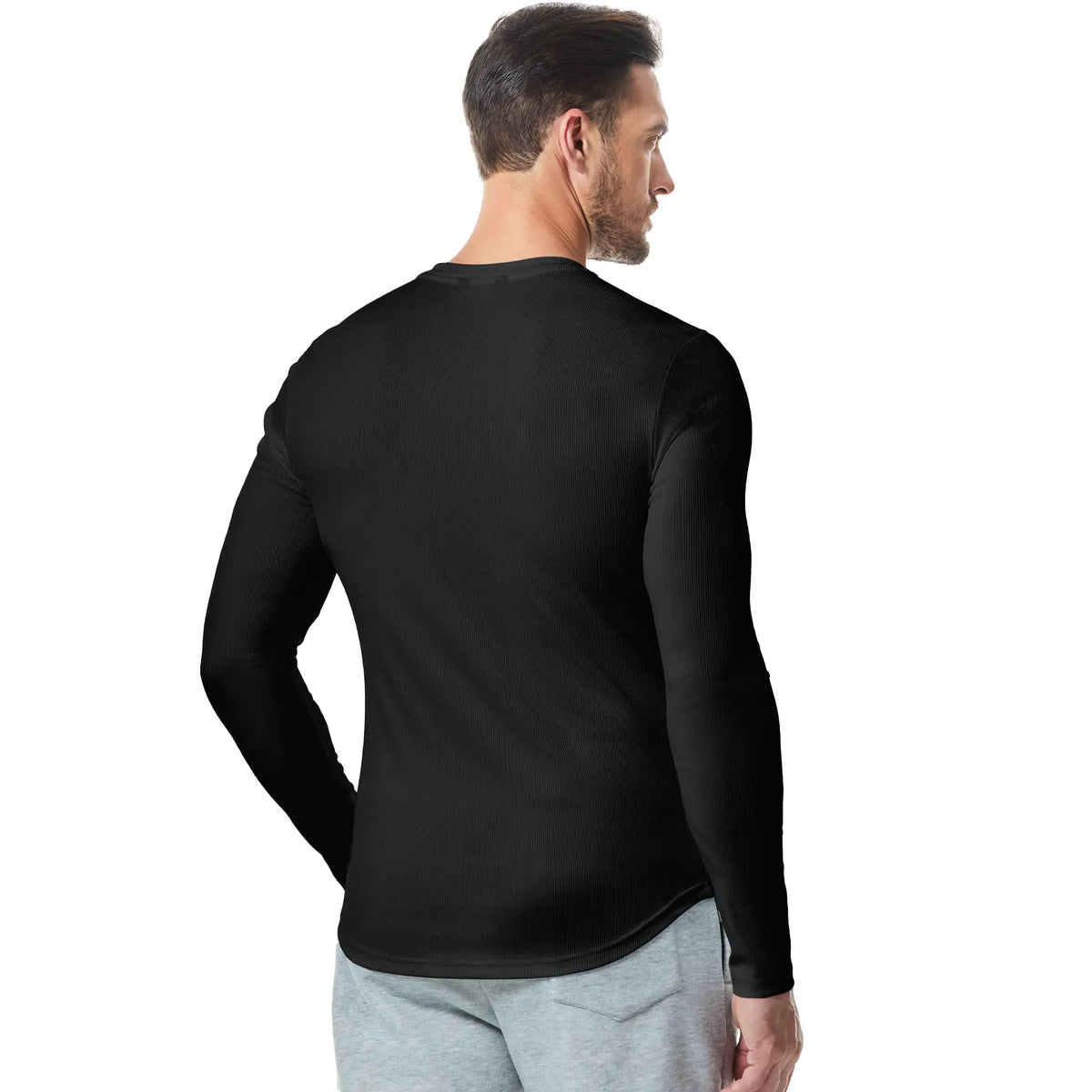 Men's Slim V-Neck Muscle Long Sleeve Tee