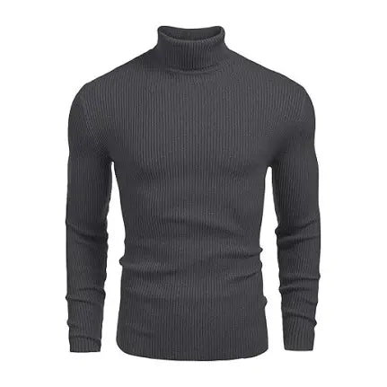 Coofandy Men's Slim Fit Knitted Ribbed Turtleneck Sweater - Acrylic Winter Pullover