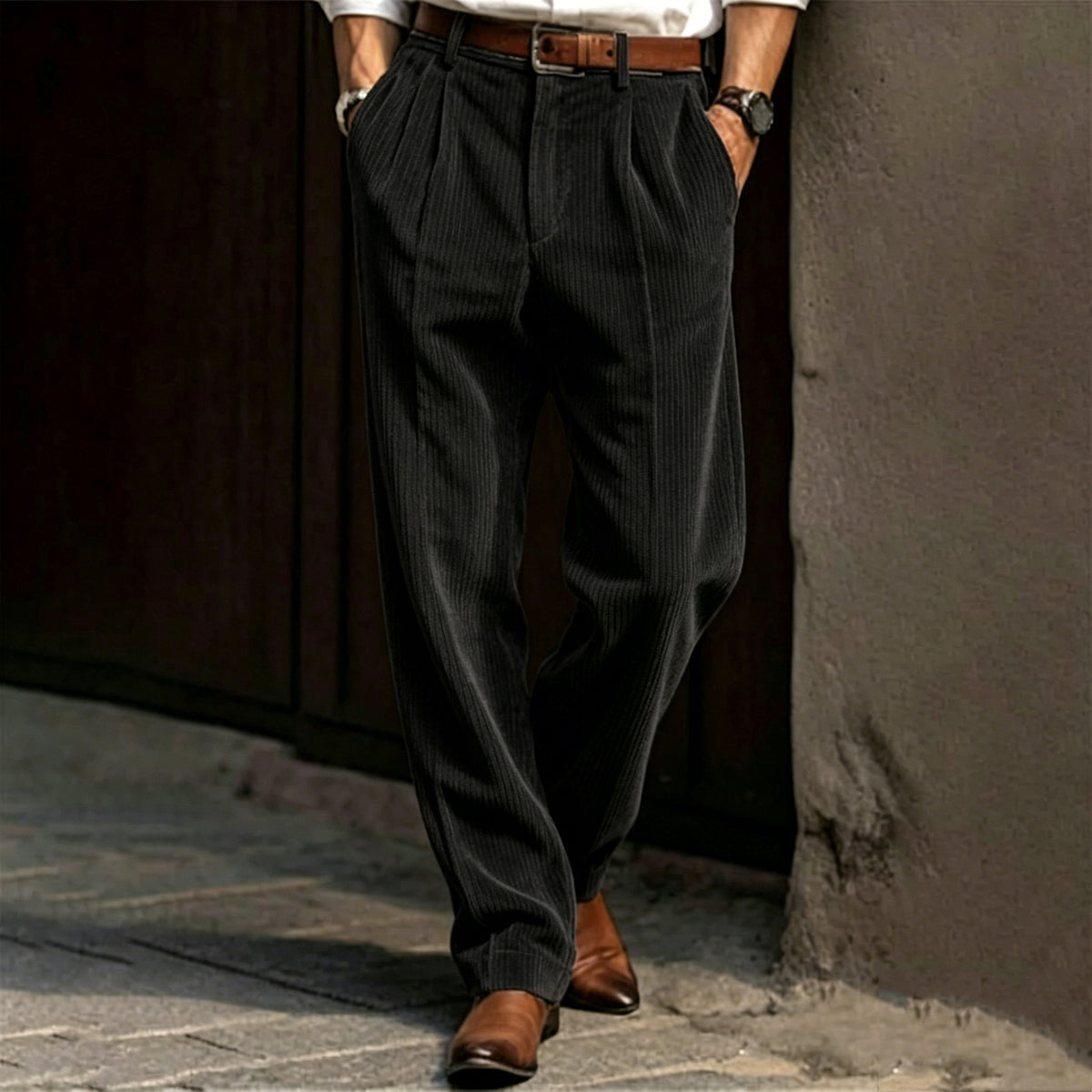 Men's Loose Fit Premium Corduroy Business Casual Trousers