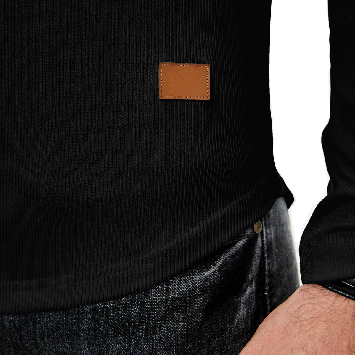 Men's Slim V-Neck Muscle Long Sleeve Tee