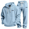 Textured Quarter-Zip Hooded Tracksuit Set